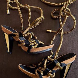 Diane Von Furstenberg Violeta Sandal High Heel Sandal Rope and Suede Upper 2011